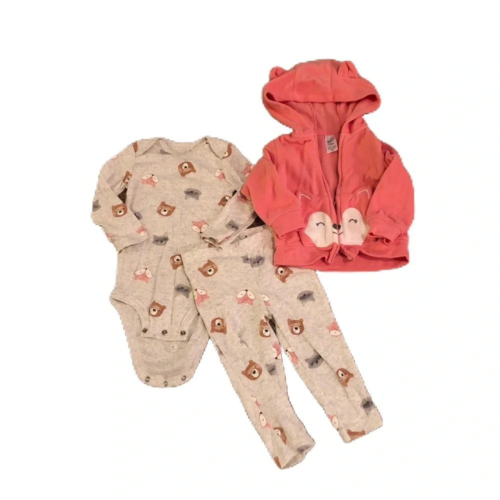 Carter's Pink and Gray Animal Print Bodysuit Set